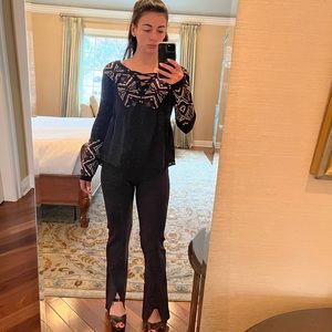 A&F sweater with knit white and maroon detailing